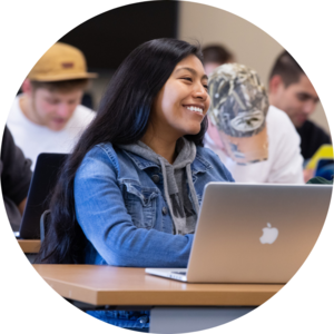 A student sitting in lecture.